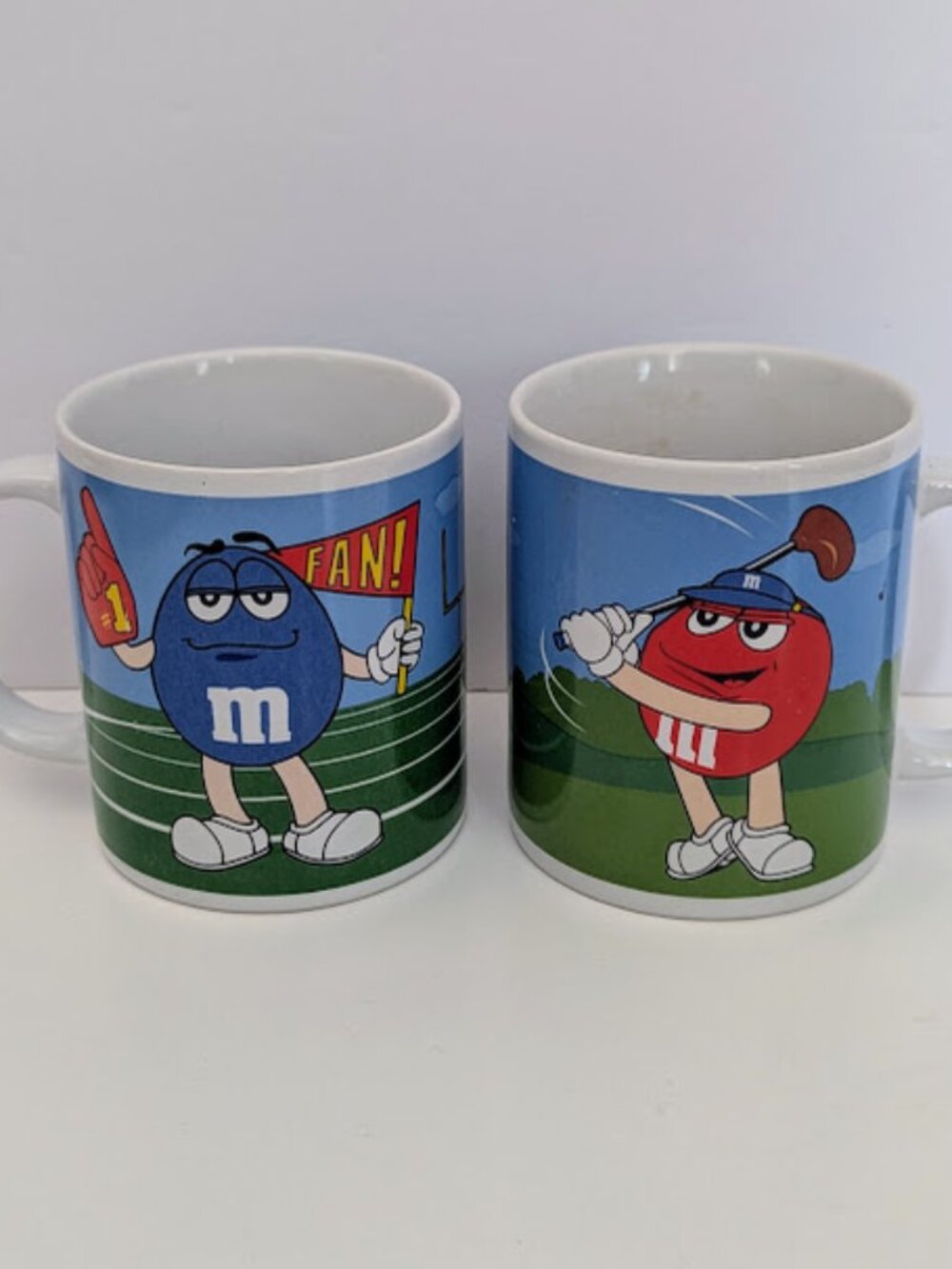 Vintage 2003 M&M’s Sports Coffee Mug Set of 2 Galerie Character Cups
